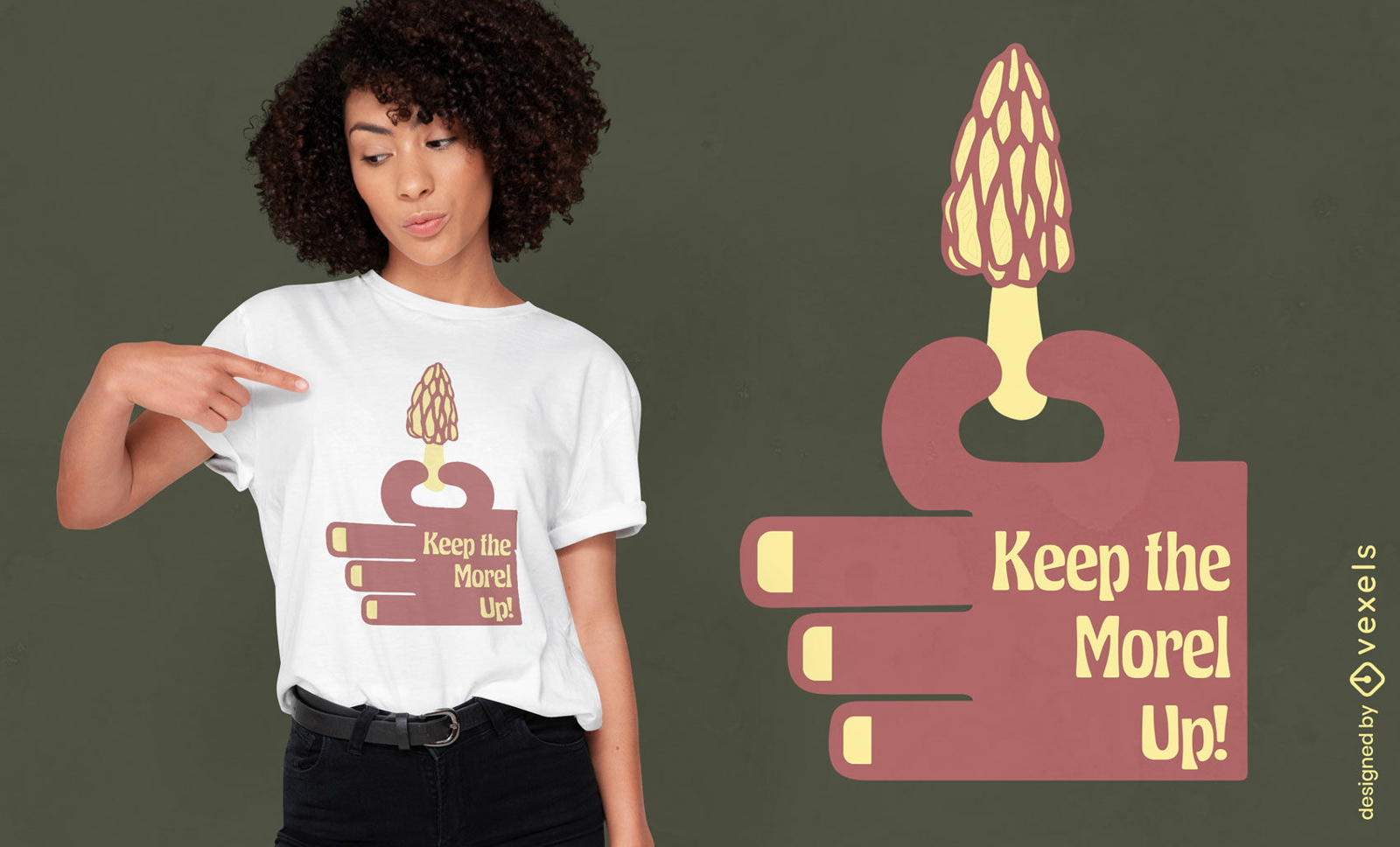 Diseño de camiseta de hongo Morel