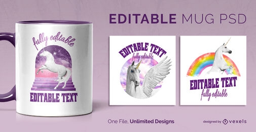 Magical unicorn mug template scalable