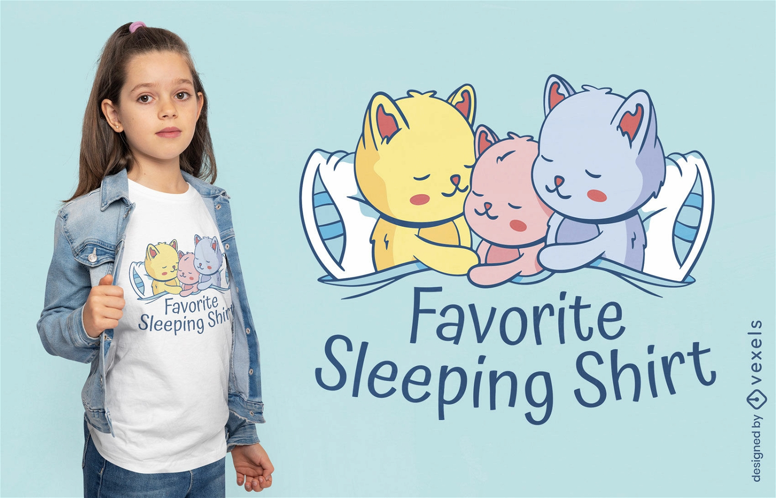 Design de camiseta de camisa de dormir de gatos