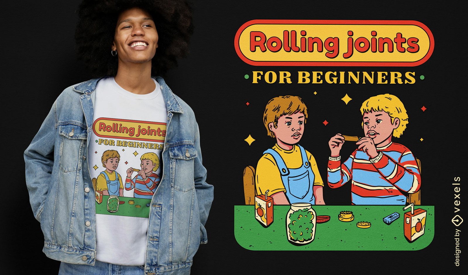 Rolling joints for begginers retro t-shirt design