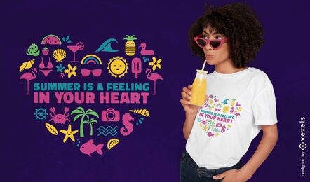 Summer feeling heart t-shirt design
