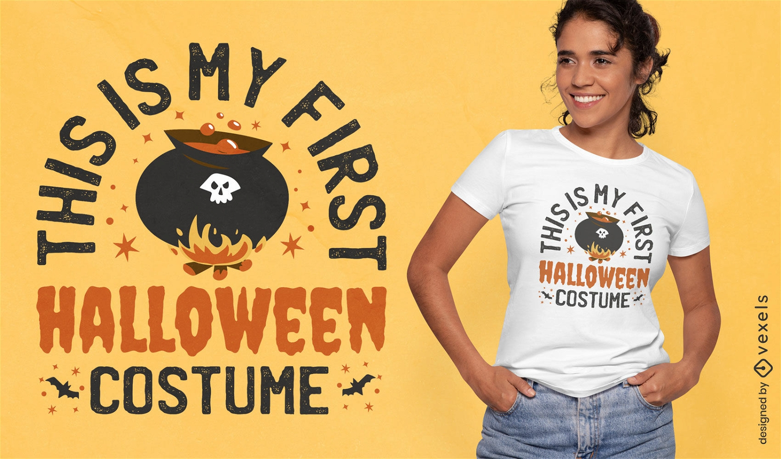 Halloween-Gebr?u-Kost?m-T-Shirt-Design