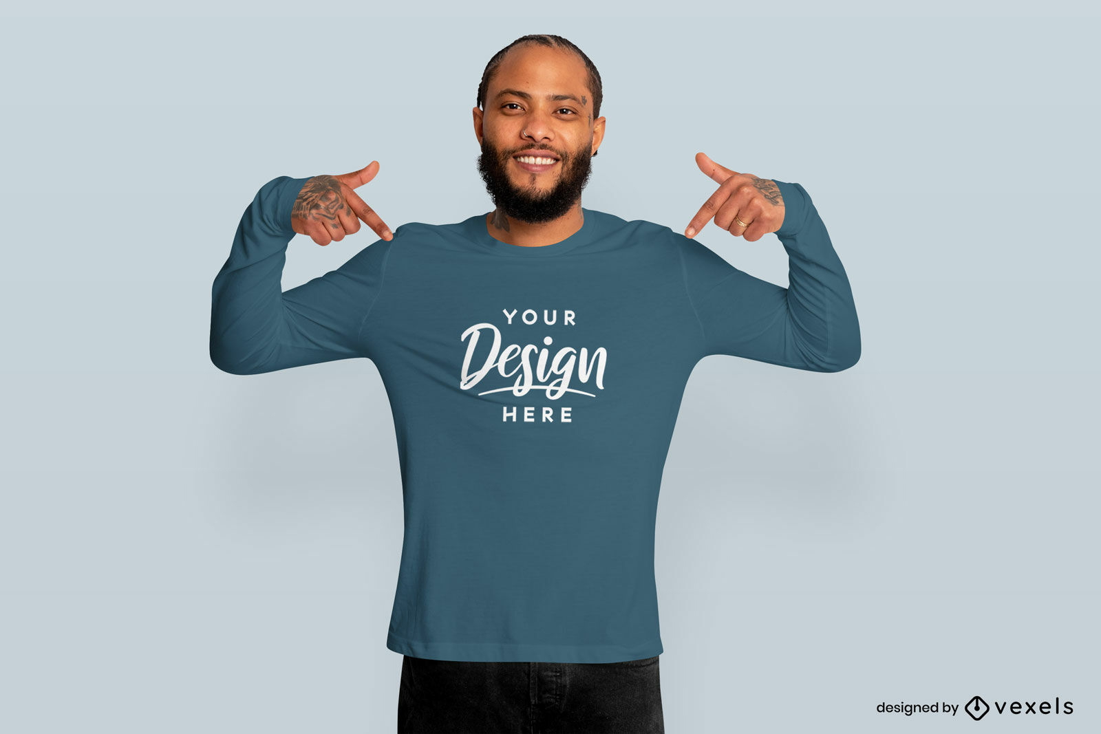 Smiling black man in sweatshirt mockup