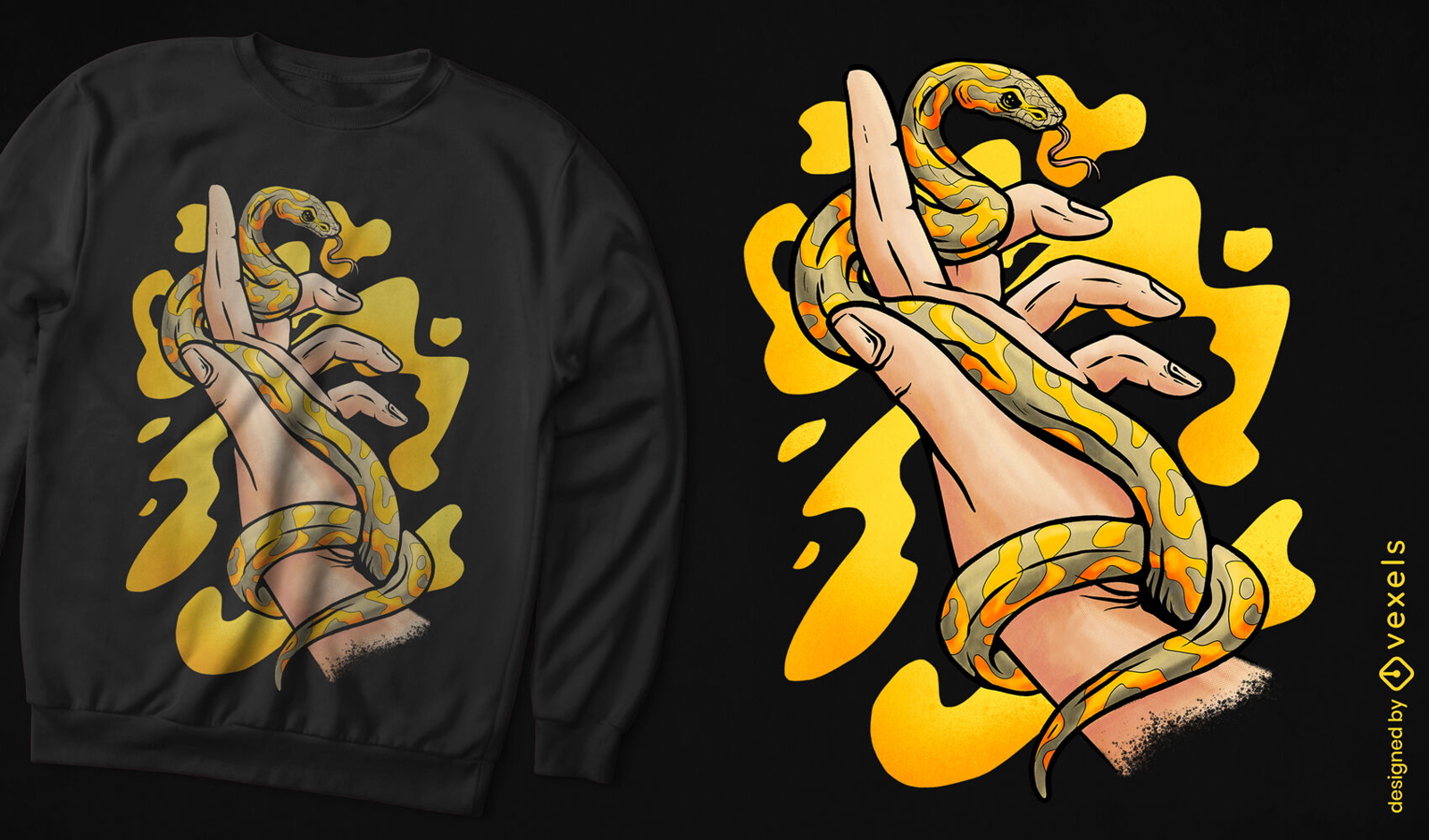 Diseño de camiseta de serpiente de bola de plátano