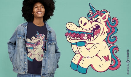 Unicorn eating sandwich t-shirt design