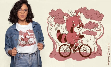 Roter Panda, der ein Fahrrad-T-Shirt-Design reitet