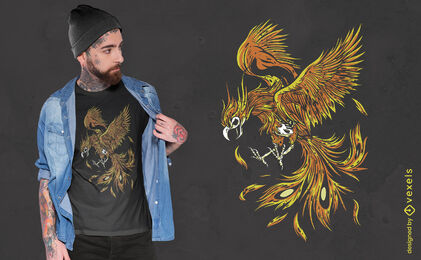 Diseño de camiseta esqueleto fenix