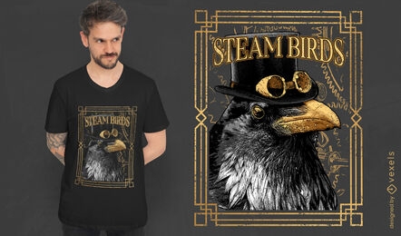 Steampunk raven bird with hat t-shirt psd