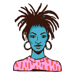 Retrato de traço de cor de garota negra Desenho PNG Transparent PNG