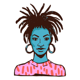 Retrato de trazo de color de niña negra Diseño PNG