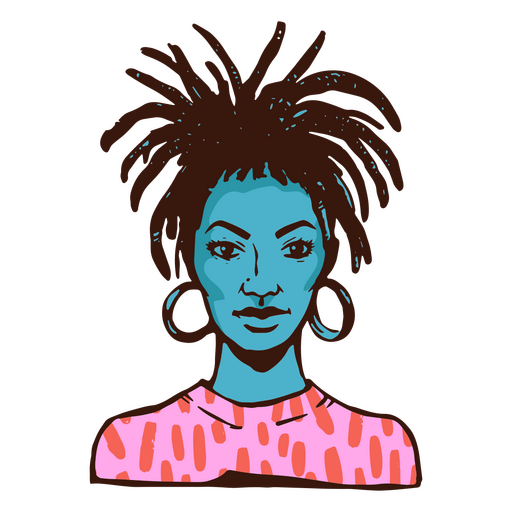 Black girl color stroke portrait PNG Design