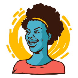 Black woman color stroke smiling PNG Design