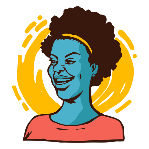 Traço de cor de mulher negra sorrindo Desenho PNG