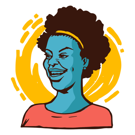 Trazo de color de mujer negra sonriendo Diseño PNG
