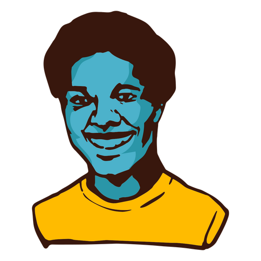 Traço de cor de homem negro sorrindo Desenho PNG