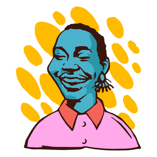 Traço de cor de garota negra sorrindo Desenho PNG