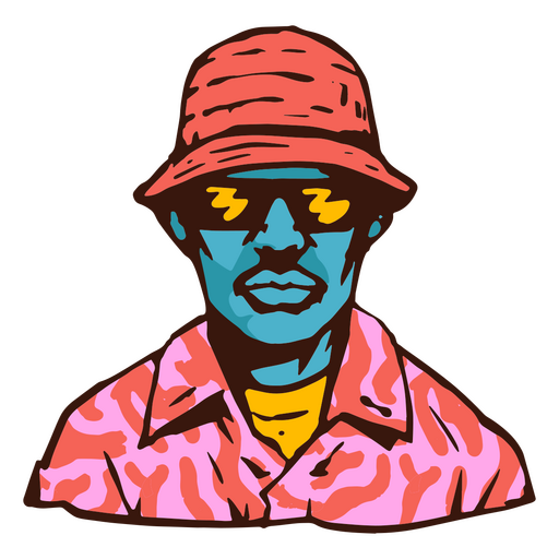 Black man color stroke hat PNG Design
