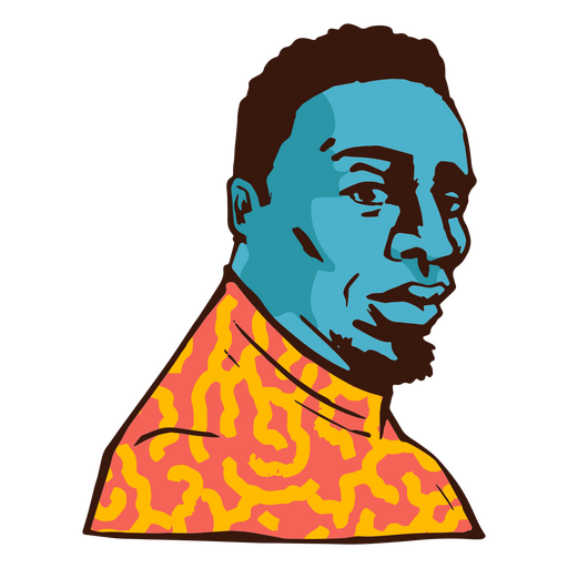 Olhar de traço de cor de homem negro Desenho PNG