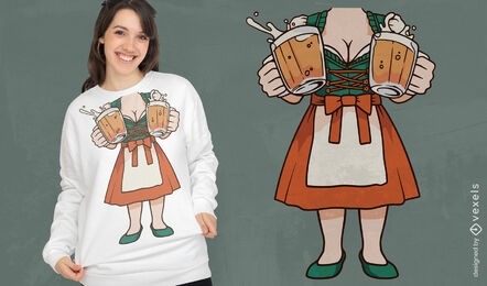 Oktoberfest waitress with beer t-shirt design