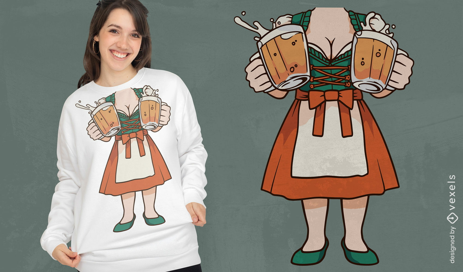 Garçonete da Oktoberfest com design de camiseta de cerveja