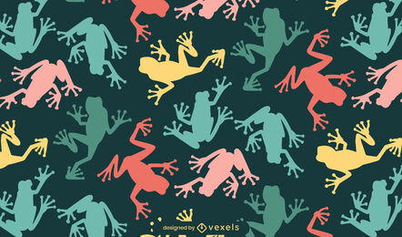 Buntes Froschsilhouetten-Musterdesign