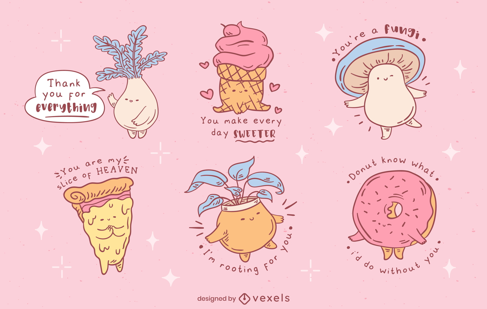 Cute food characters set