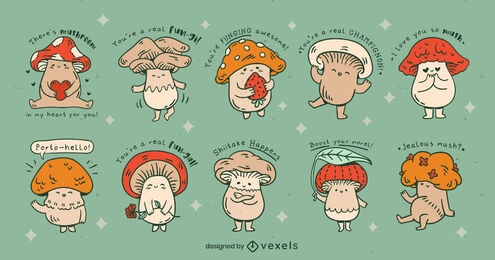 Cute mushroom cartoon motif Royalty Free Vector Image