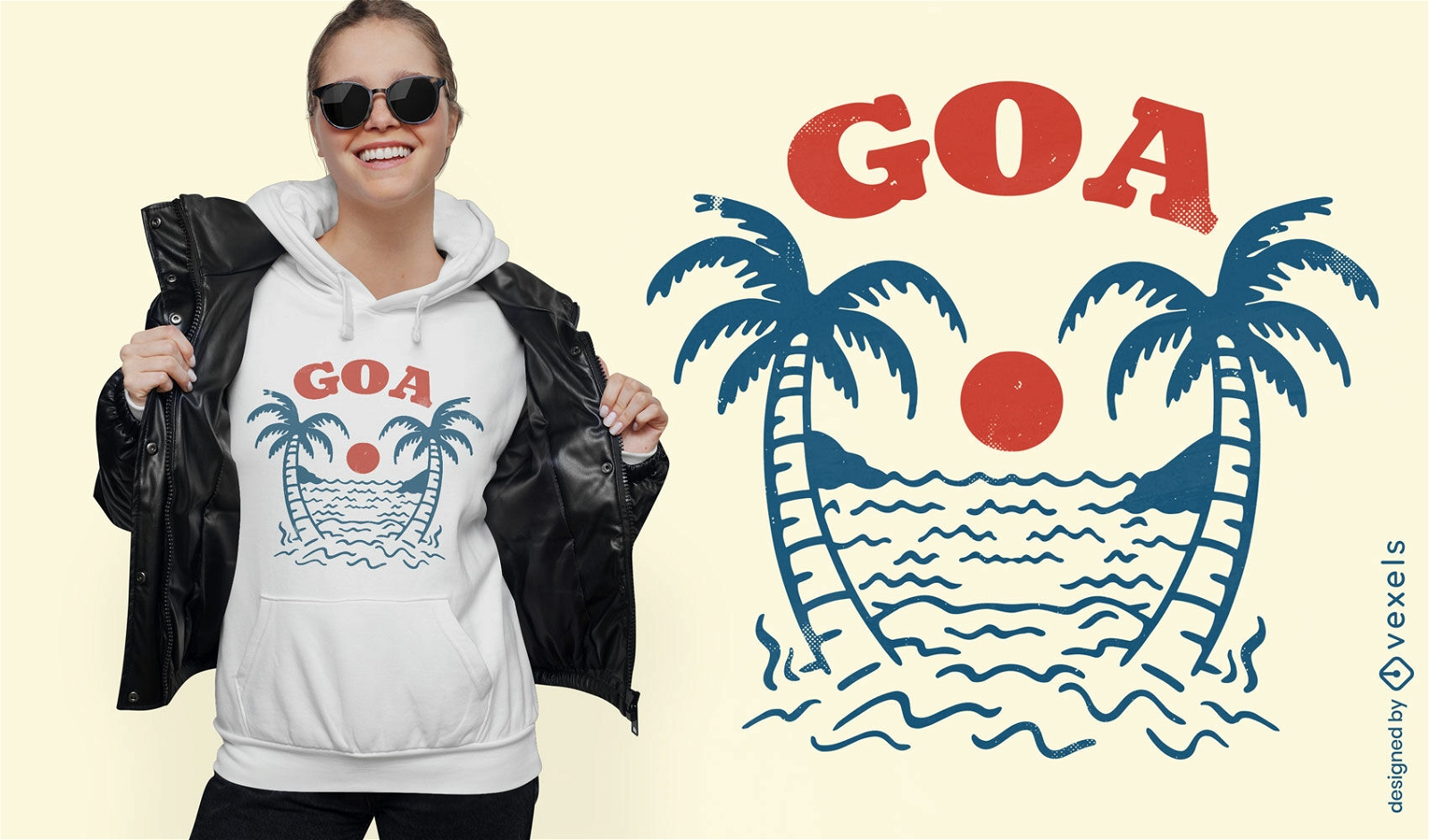 Diseño de camiseta de viaje de la playa de Goa India
