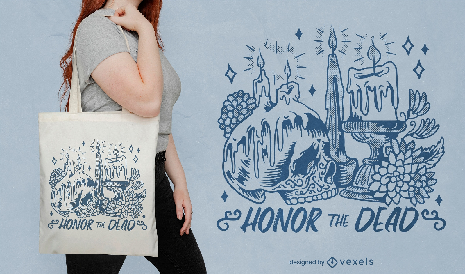 Honor the dead candles tote bag design