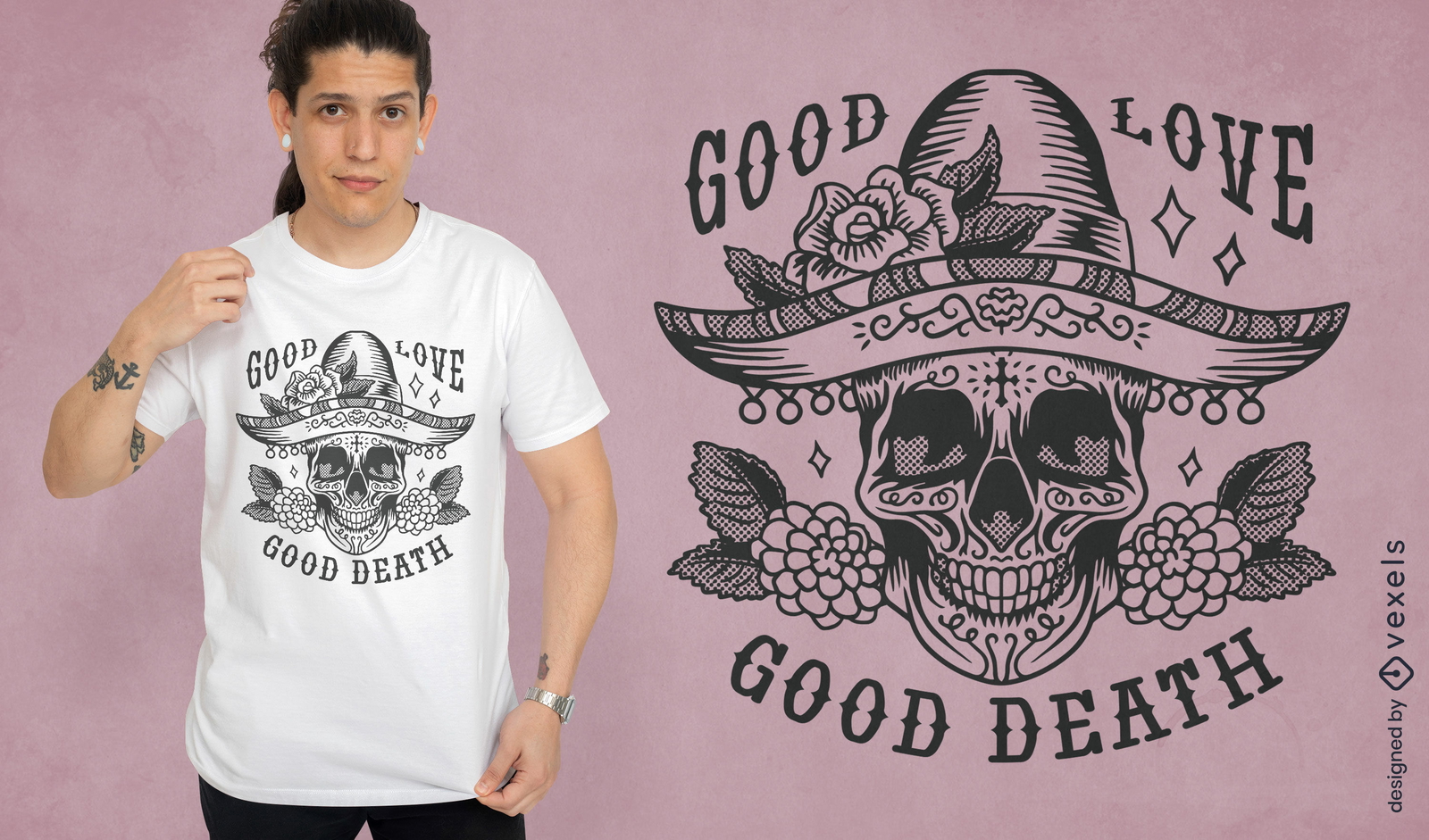 Diseño de camiseta con cita de calavera de dia de los muertos