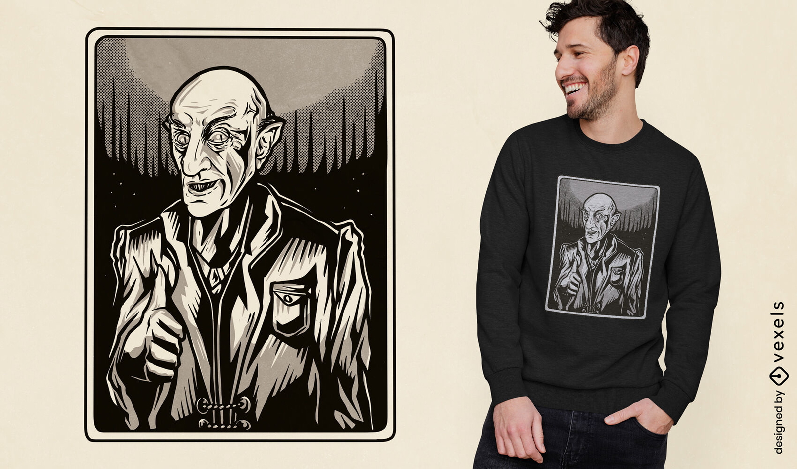 Diseño de camiseta de monstruo Nosferatu