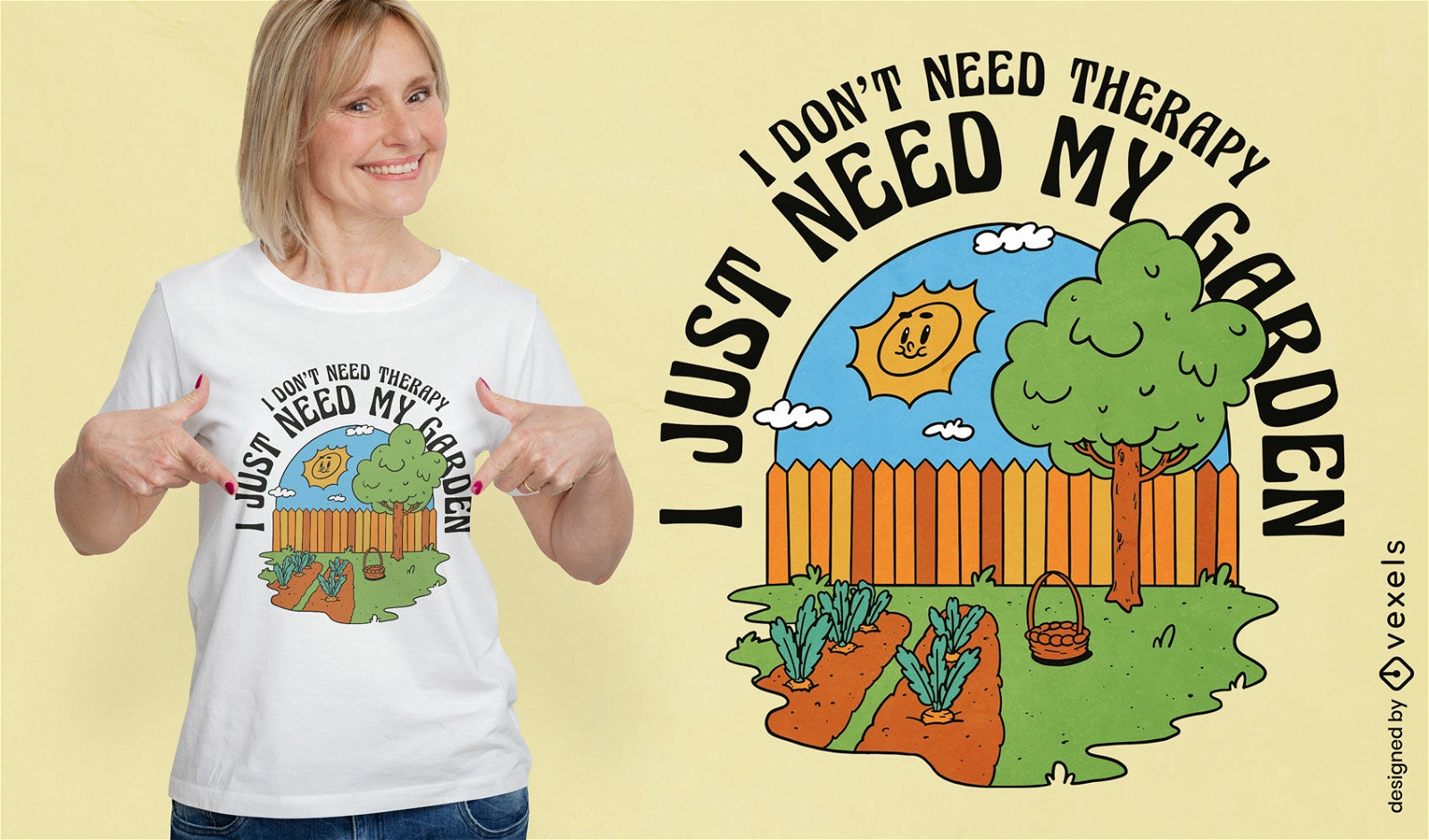 Design de camiseta de desenho animado de jardim