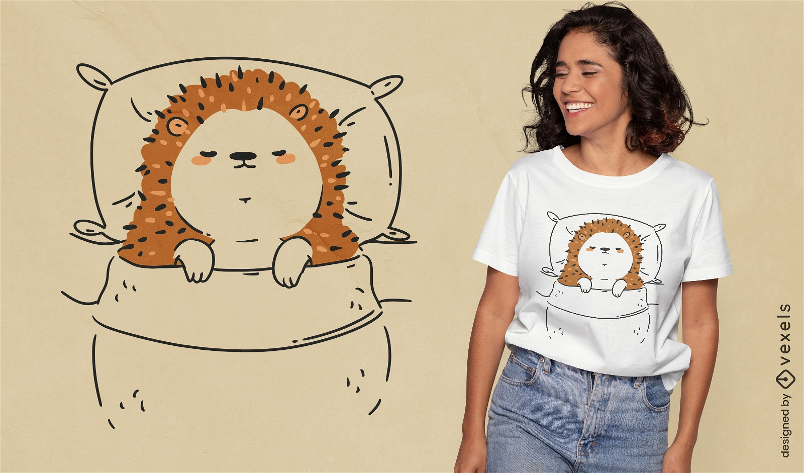 Design de camiseta de ouri?o adormecido fofo