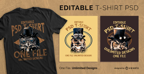 Skalierbares T-Shirt mit Steampunk-Eulentieren psd