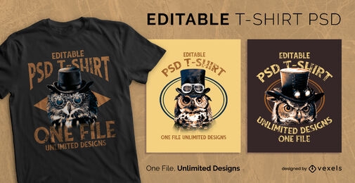 Steampunk owl animals scalable t-shirt psd