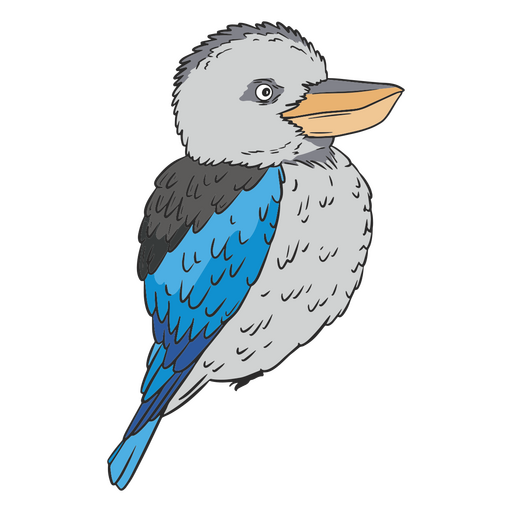 P?jaro de plumas azules y grises Diseño PNG