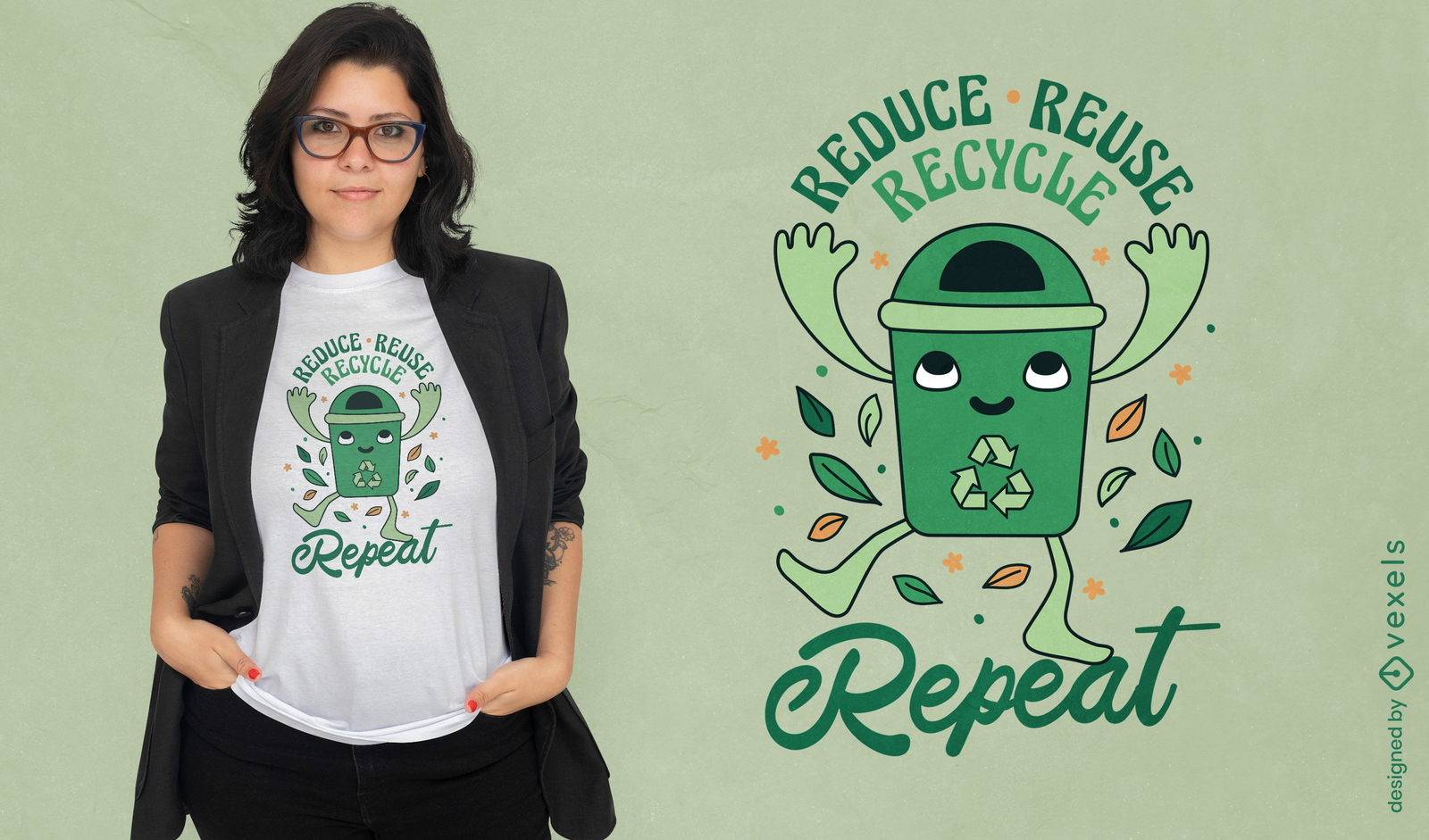 Reducir reutilizar reciclar diseño de camiseta.