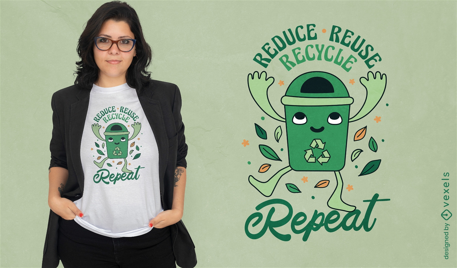 Reduza o design de camisetas de reciclagem de reutilização