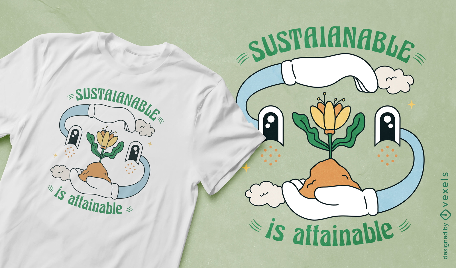 Sustentável é o design de camiseta alcançável