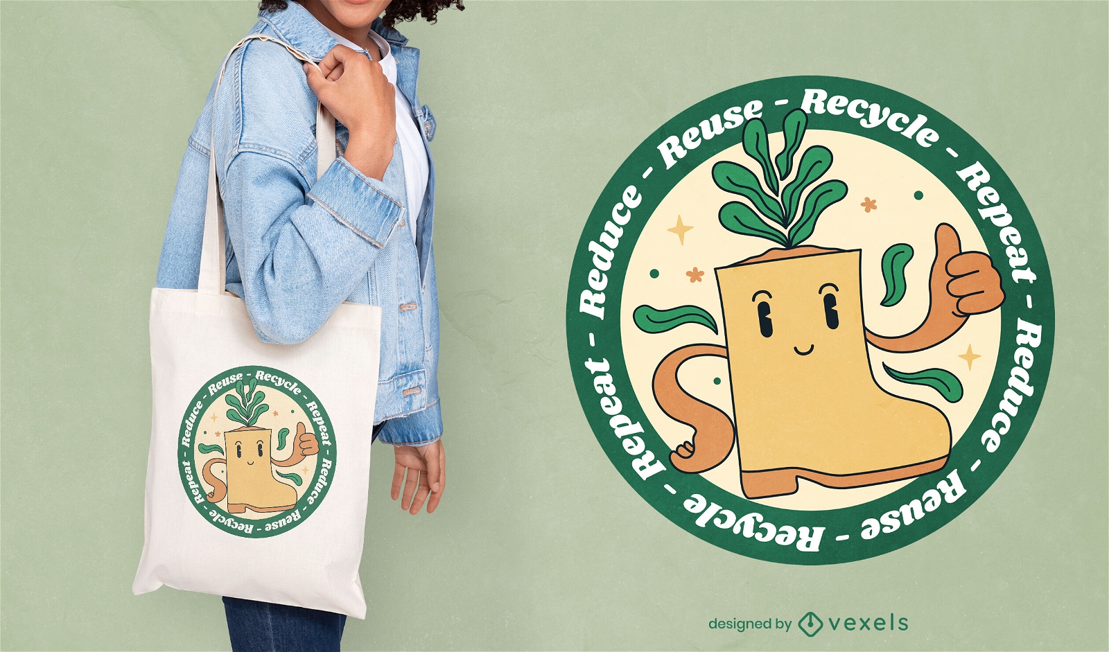 Sustainable cartoon tote bag design