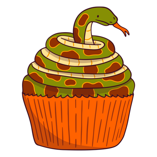 Creepy cupcake with a snake PNG Design