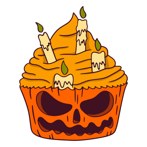 Creepy cupcake with spooky candles PNG Design