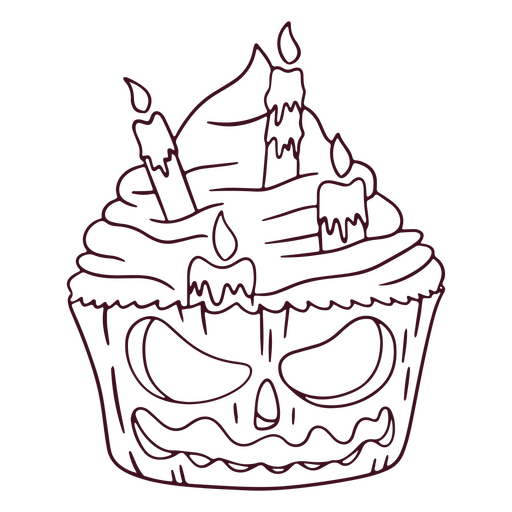 Cupcake assustador com velas Desenho PNG