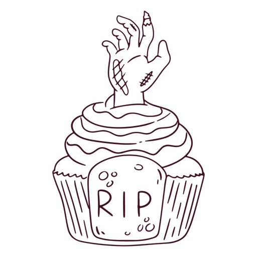 Cupcake with a creepy zombie hand PNG Design