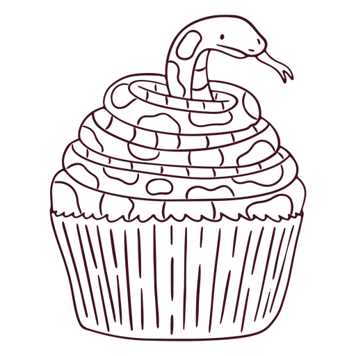 Cupcake with a creepy snake PNG Design