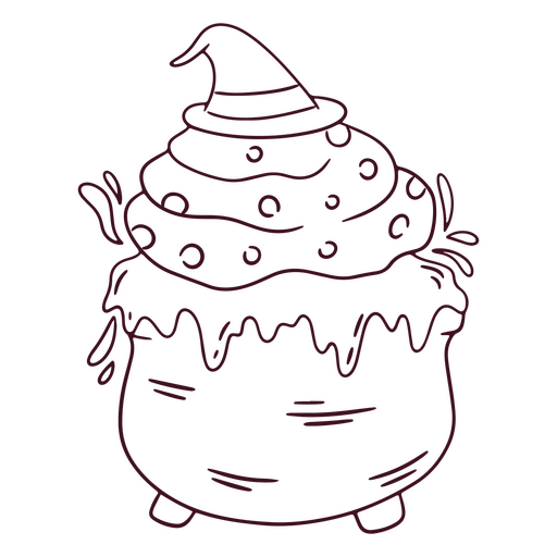 Creepy cupcake with a wizard hat PNG Design