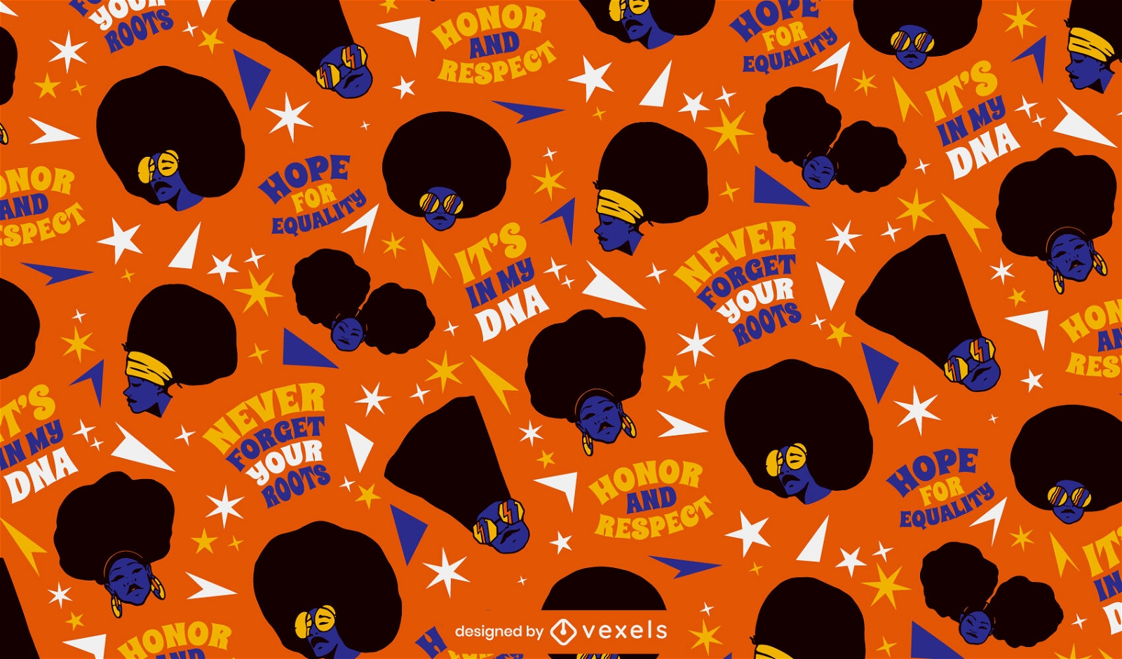 Black History Month afro hair pattern design