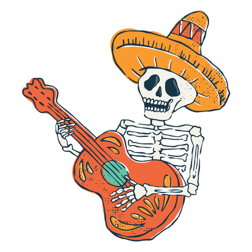 Guitar to celebrate the Day of the dead PNG Design