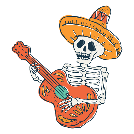 Guitarra para celebrar el día de muertos Diseño PNG