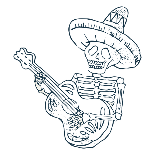 Guitar to commemorate the Day of the Dead PNG Design